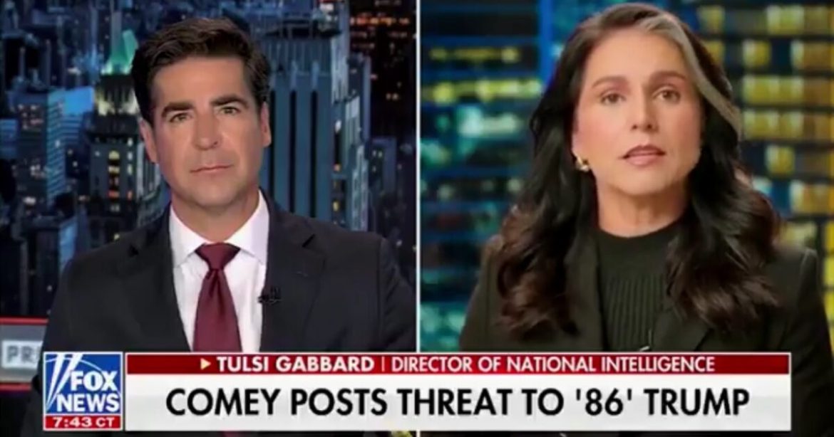 ODNI Tulsi Gabbard Calls For James Comey to be Put Behind Bars Over Trump Assassination Post (VIDEO)